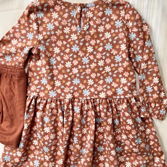 NWT Carter's Baby Girl 2-Piece Dress Set 18 mo Light Brown Floral + Diaper Cover - Picture 4 of 5